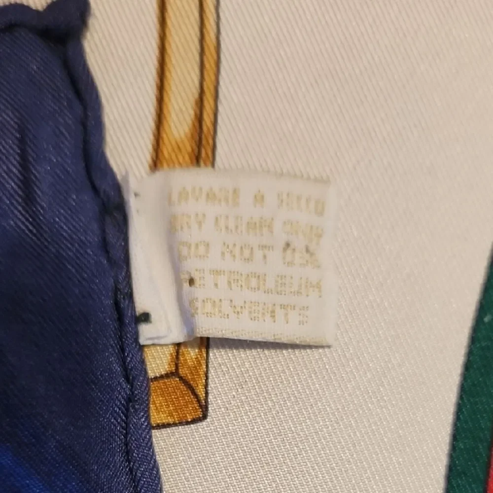 Gucci Cream and Navy Silk Scarf with Gold Details